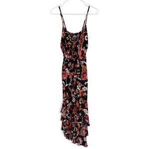 Angie Black and Rust Floral Maxi Dress